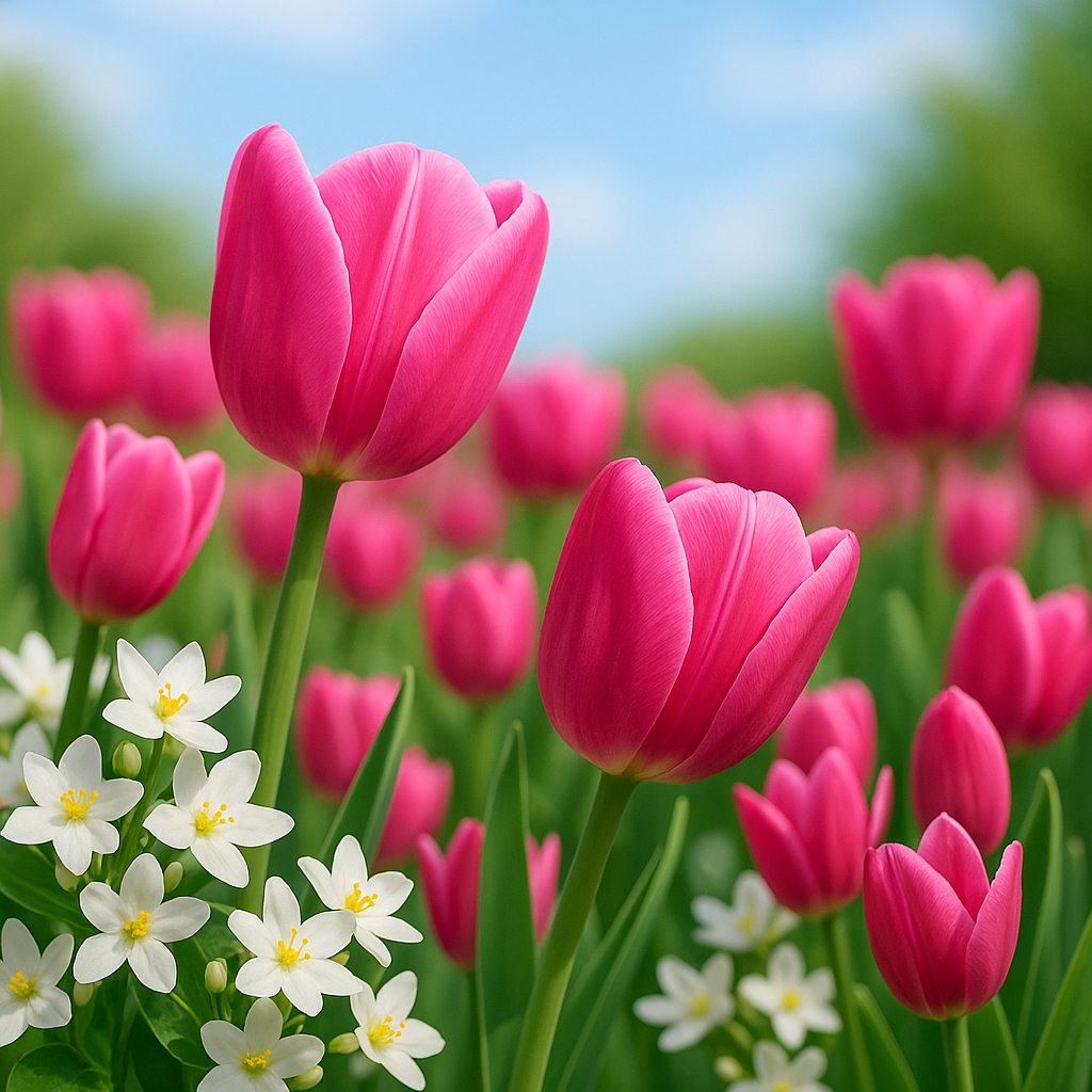 Pink Tulip and White Jasmine